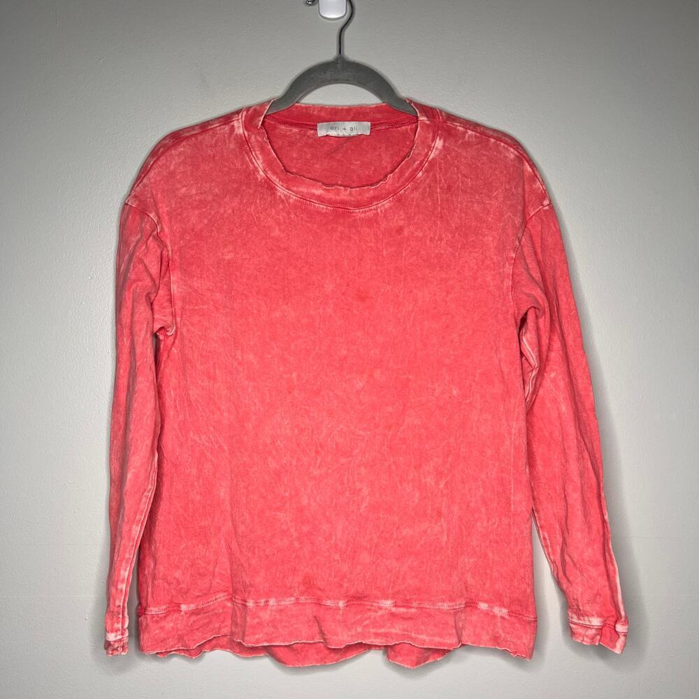 Anthropologie Eri +Ali Acid Wash Distressed Hem Boyfriend Top Long Sleeve XS